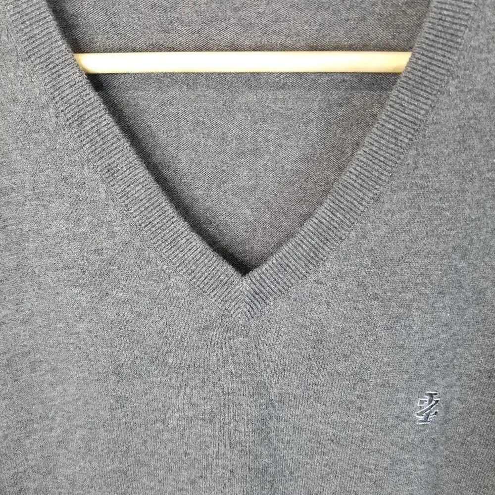 IZOD Sweater 2XL  Men's Fine Gauge Essentials V-Neck Solid Gray